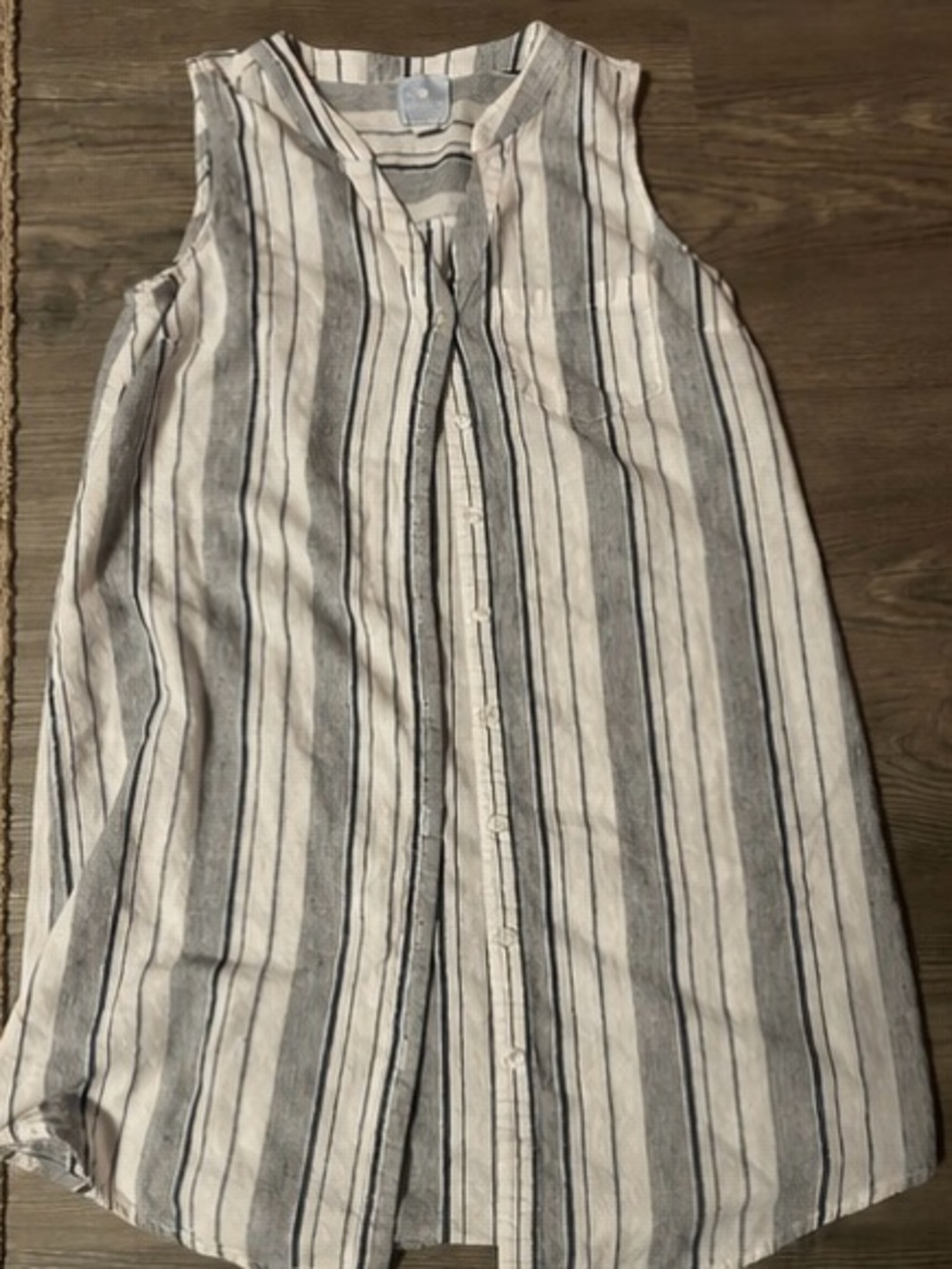 Sunday Cream and Gray Striped Button-Front Top
